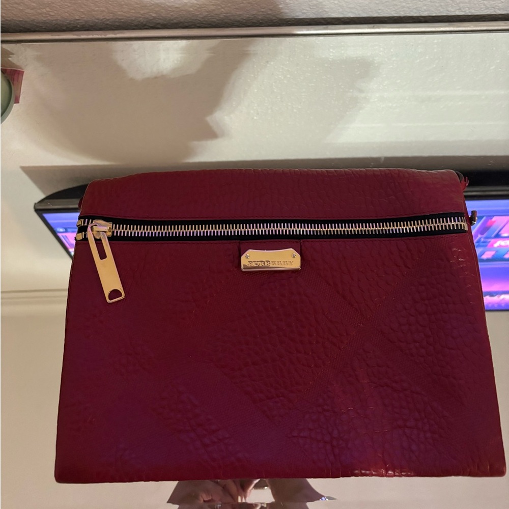 Red Burberry snakeskin crossbody. Large size.